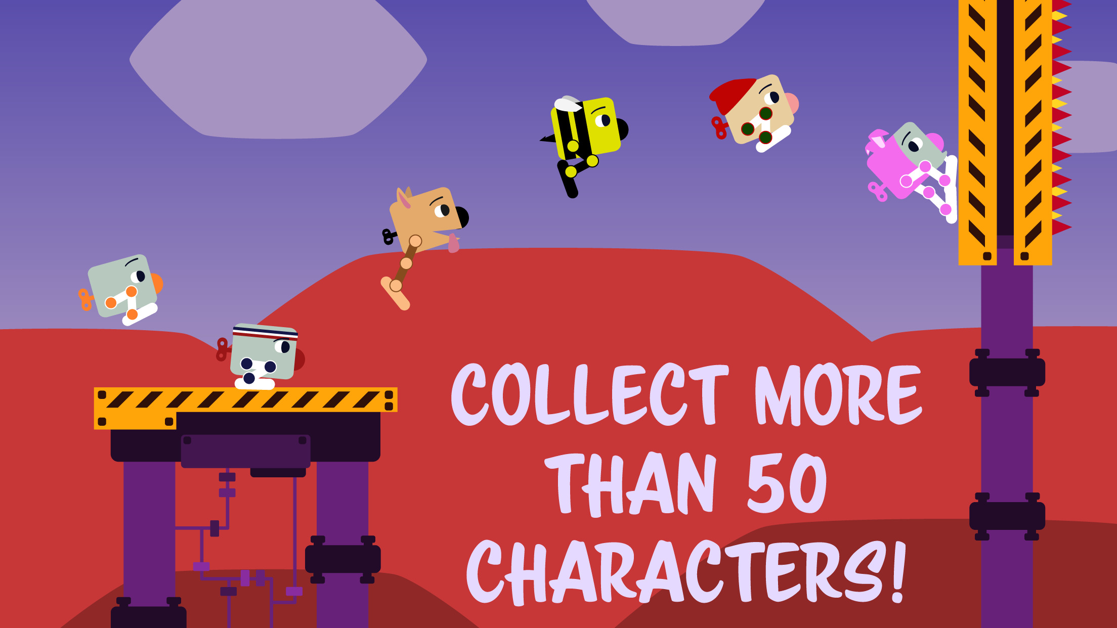 Squatbot promotional material showing several skins